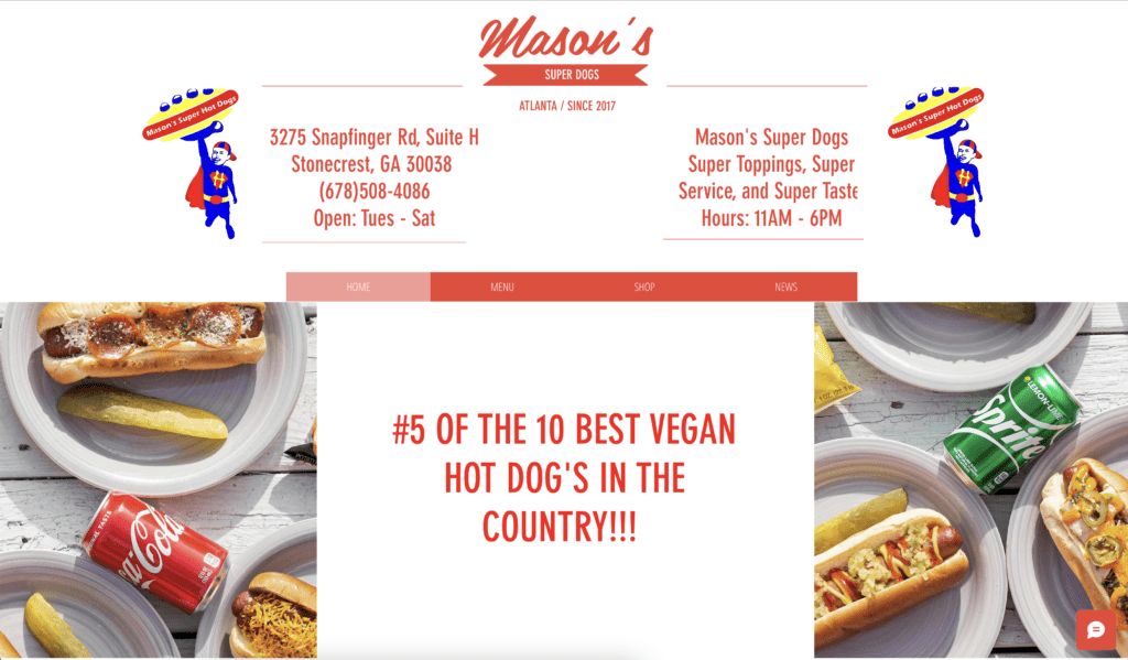 The homepage of MasonsSuperDogs.com