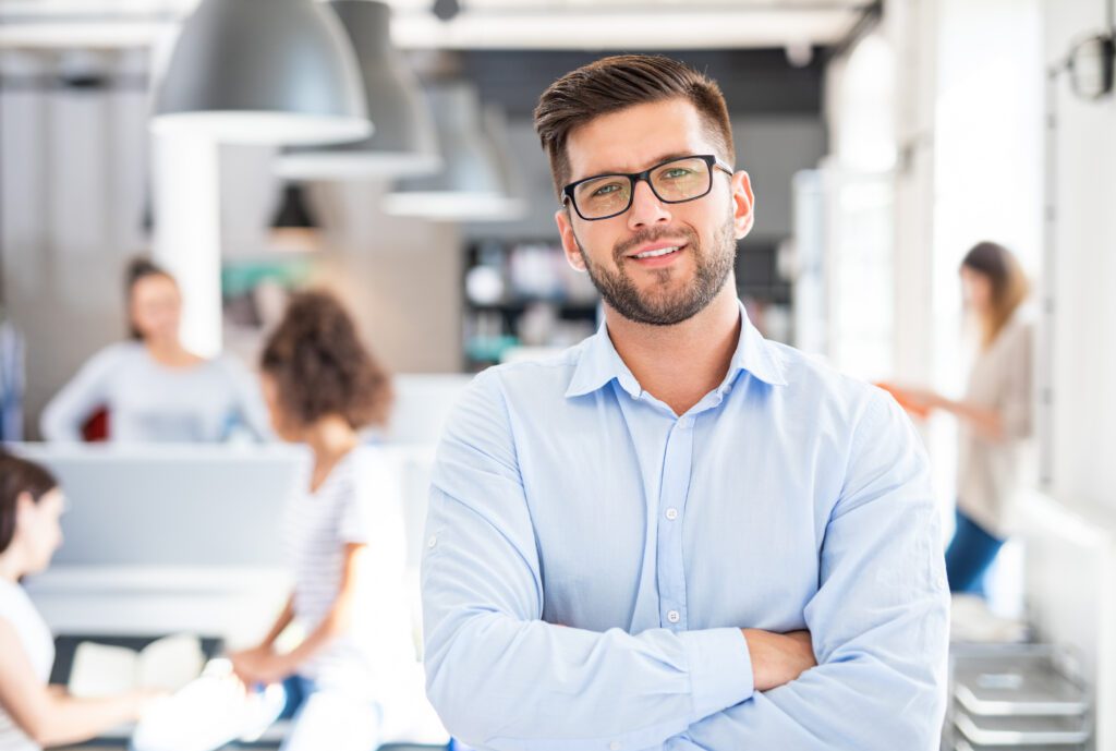 A business owner in an office.